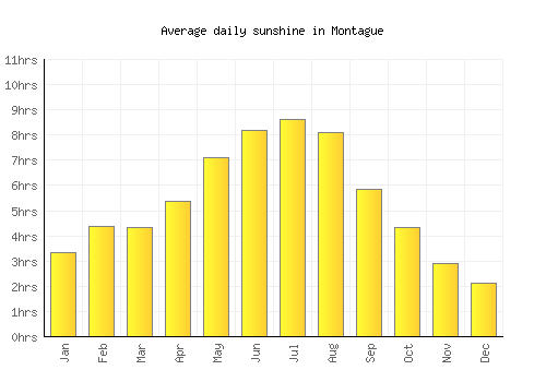Montague average daily sunshine chart