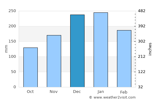 Monte Alegre de Minas average rain in December