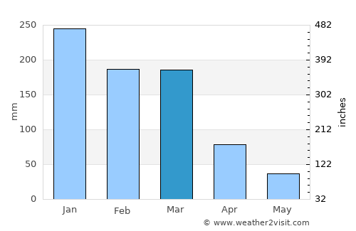 Monte Alegre de Minas average rain in March