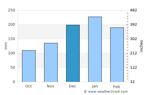 Monte Aprazível average rain in December