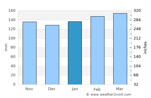 Monte Caseros average rain in January