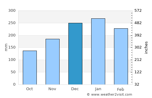 Monte Santo de Minas average rain in December