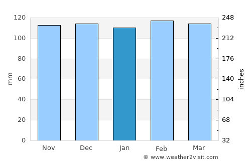 Montenegro average rain in January