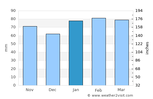 Montevideo average rain in January