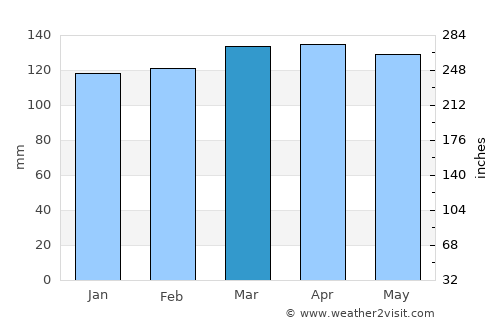 Monticello average rain in March