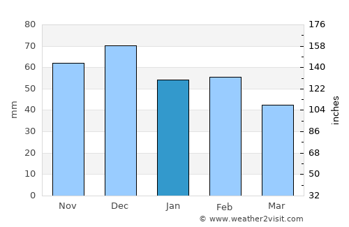 Montijo average rain in January