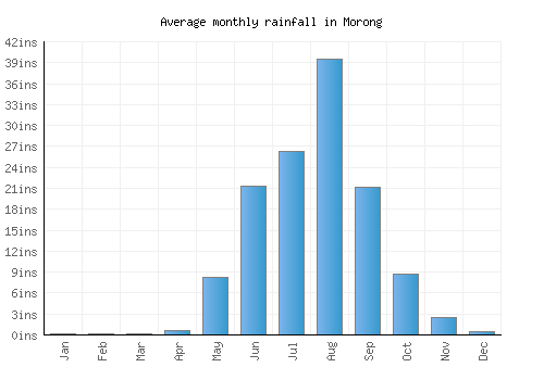 Morong monthly rainfall chart (inches)