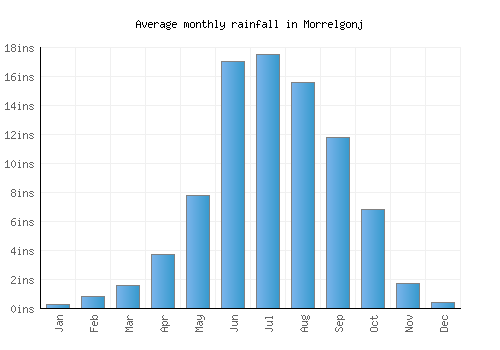 Morrelgonj monthly rainfall chart (inches)