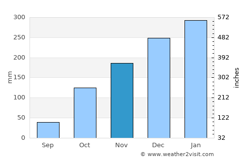 Morro Agudo average rain in November