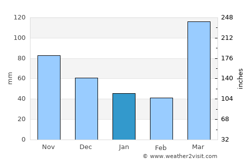 Moshi average rain in January