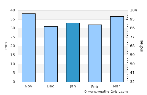 Mossel Bay average rain in January