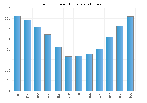 Muborak Shahri relative humidity averages