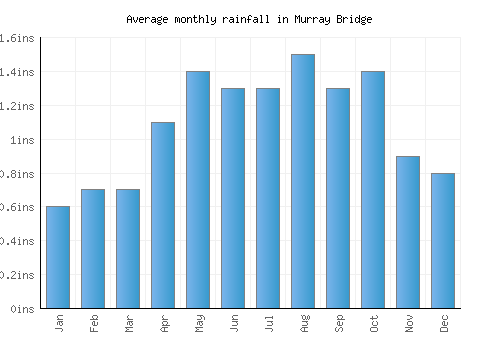 Murray Bridge monthly rainfall chart (inches)