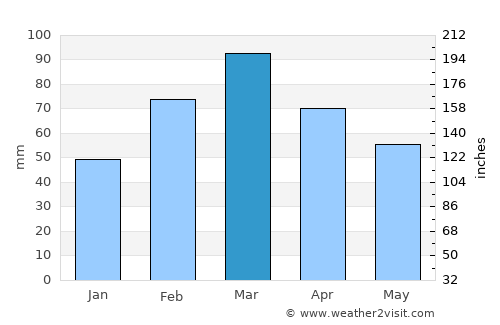 Murree average rain in March