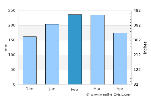 Murwillumbah average rain in February