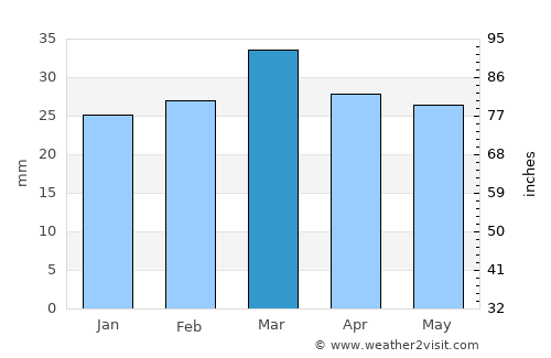 Naama average rain in March