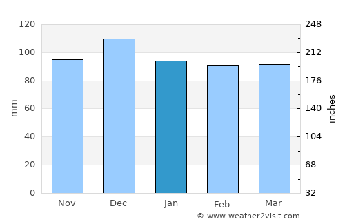Nacogdoches average rain in January