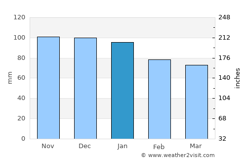 Nagai average rain in January