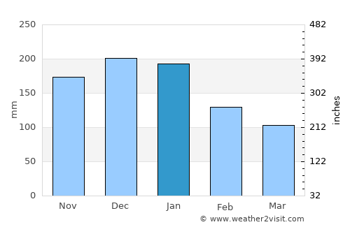 Nagaoka average rain in January