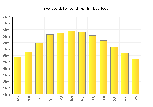 Nags Head average daily sunshine chart