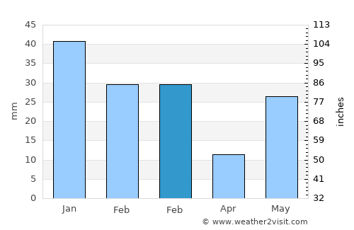 Najībābād average rain in February