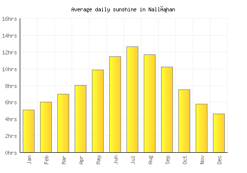 Nallıhan average daily sunshine chart