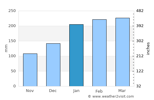 Nambucca average rain in January