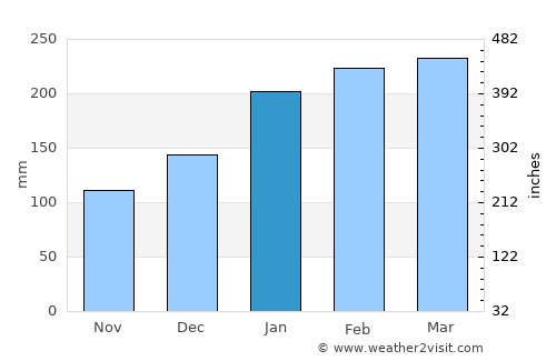 Nambucca Heads average rain in January