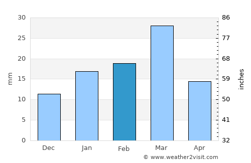 Nankāna Sāhib average rain in February