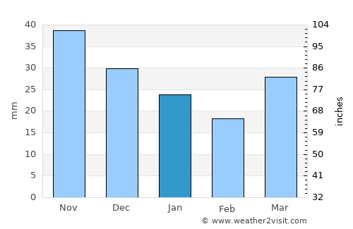 Naracoorte average rain in January