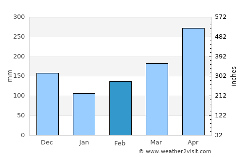 Nariño average rain in February