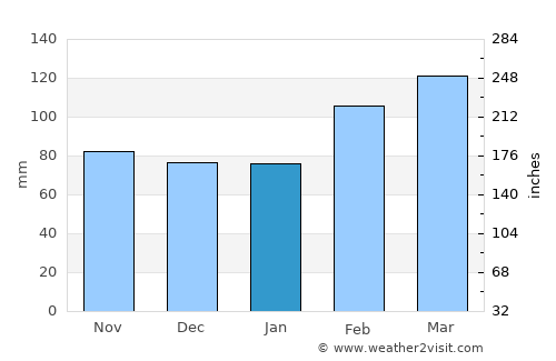 Narooma average rain in January