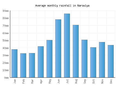 Narowlya monthly rainfall chart (mm)