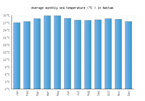Nattam average sea temperature chart (Celsius)