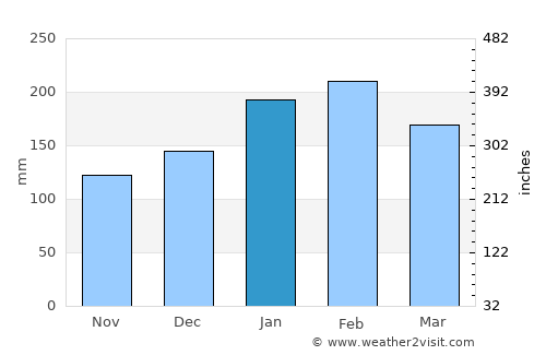 Navegantes average rain in January