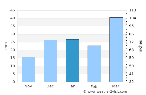 Navoiy Shahri average rain in January