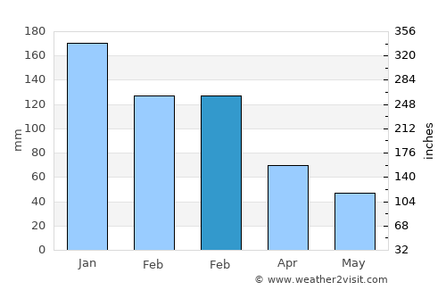 Navy Yard City average rain in February