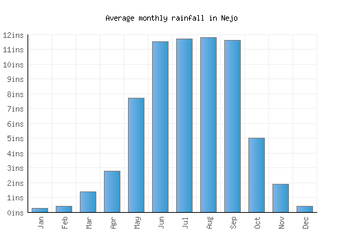 Nejo monthly rainfall chart (inches)