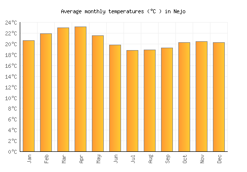 Nejo average temperature chart (Celsius)