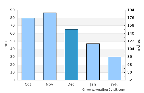 Neringa average rain in December