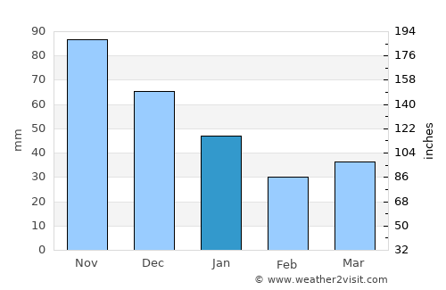 Neringa average rain in January