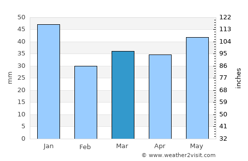 Neringa average rain in March