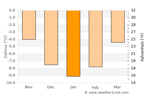 Nesbyen average temperature in January