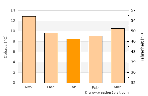 Nettuno average temperature in January