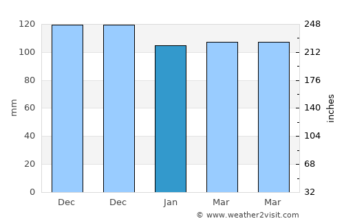 New Bedford average rain in January