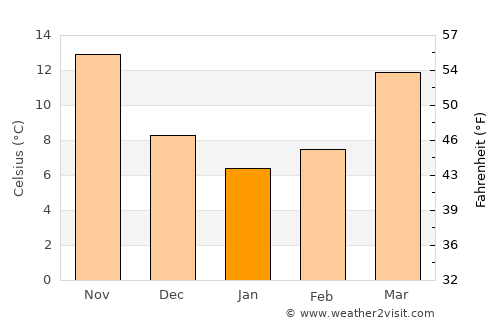 New Bern average temperature in January