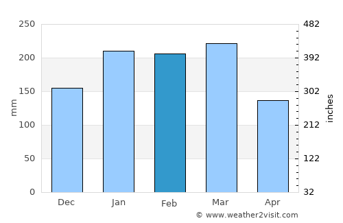 Newala Kisimani average rain in February