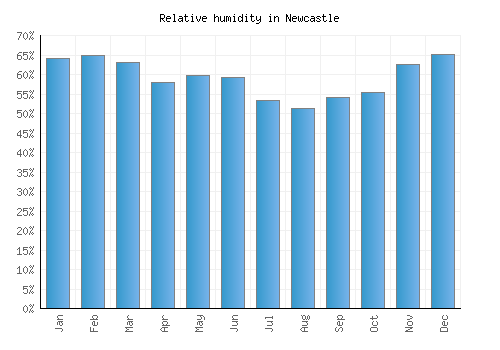Newcastle relative humidity averages