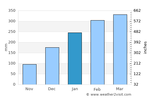Nhamundá average rain in January