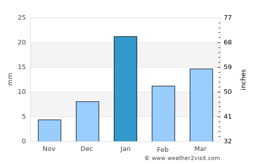 Nichlaul average rain in January